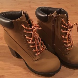 Brown combat heel boots